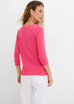 bonprix bonprix Camiseta elástica con escote en forma de U fucsia Best