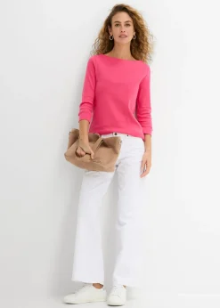 bonprix bonprix Camiseta elástica con escote en forma de U fucsia Best