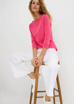 bonprix bonprix Camiseta elástica con escote en forma de U fucsia Best