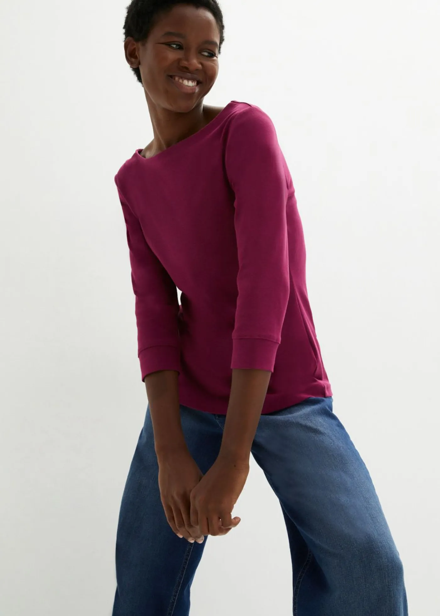 bonprix bonprix Camiseta elástica con escote en forma de U Baya Online