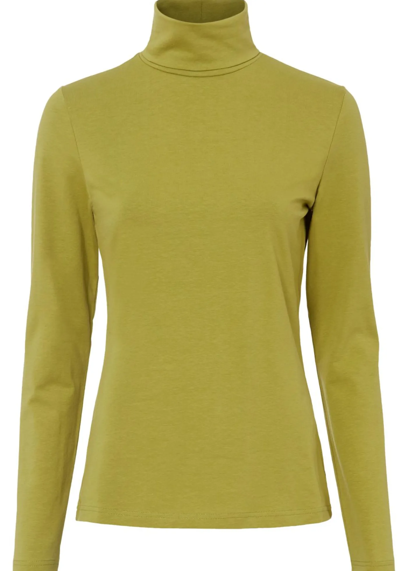 bonprix bonprix Camiseta elástica de cuello vuelto y manga larga Verde oliva-dorado Clearance
