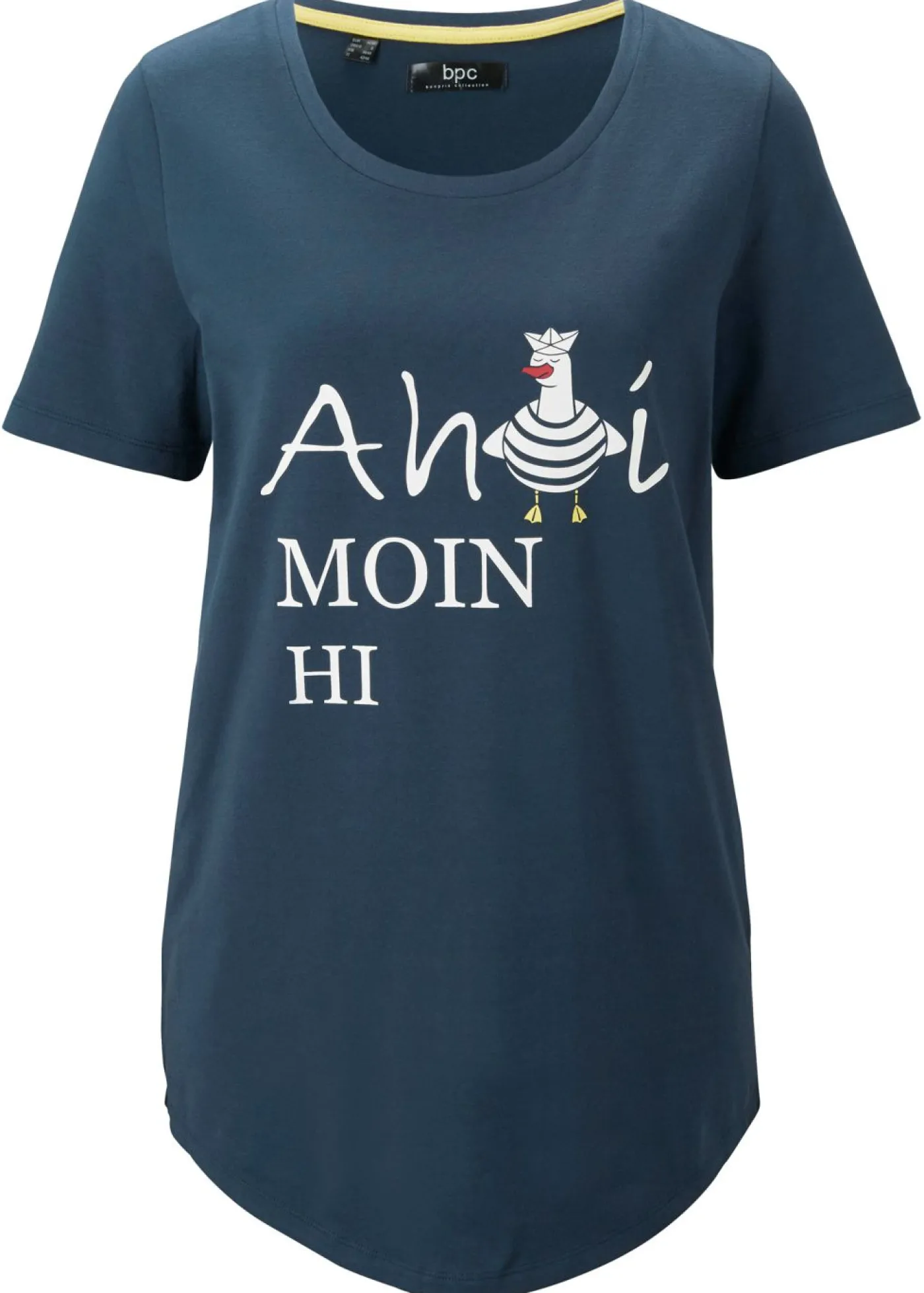 bonprix bonprix Camiseta en mezcla de algodón Azul marino estampado Online