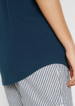 bonprix bonprix Camiseta en mezcla de algodón Azul marino estampado Online