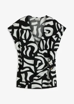 bonprix bonprix Camiseta estampada Negro-blanco lana Outlet