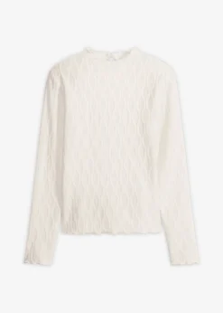 bonprix bonprix Camiseta estructurada de manga larga Blanco lana Best