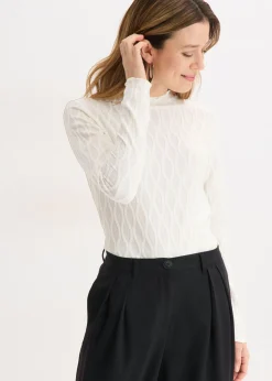 bonprix bonprix Camiseta estructurada de manga larga Blanco lana Best