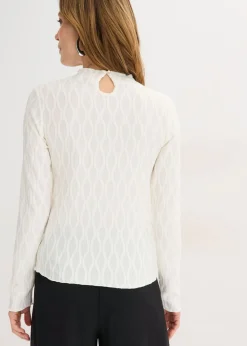 bonprix bonprix Camiseta estructurada de manga larga Blanco lana Best