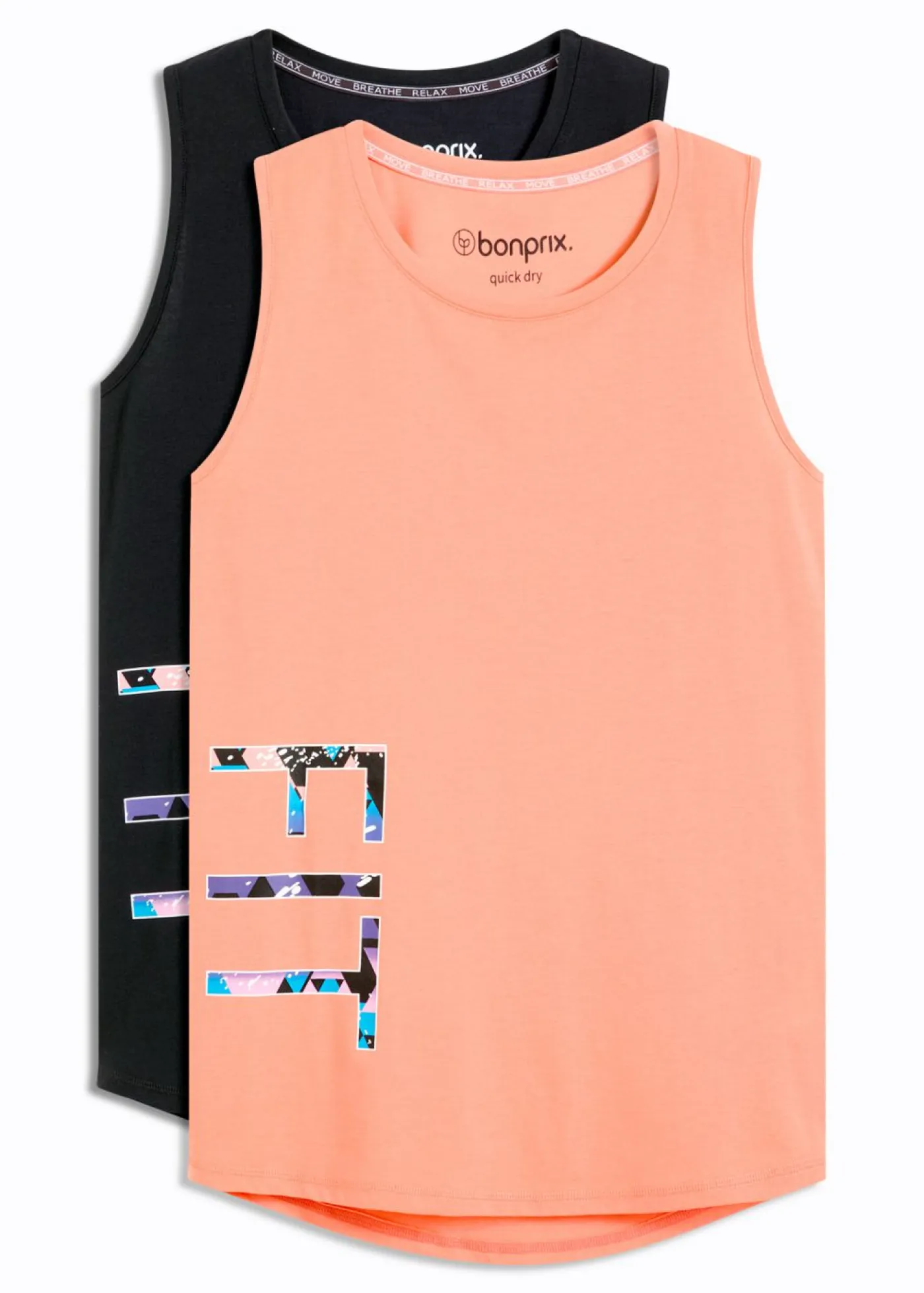 bonprix bonprix Camiseta funcional de secado rápido (2 unidades) Negro-salmón