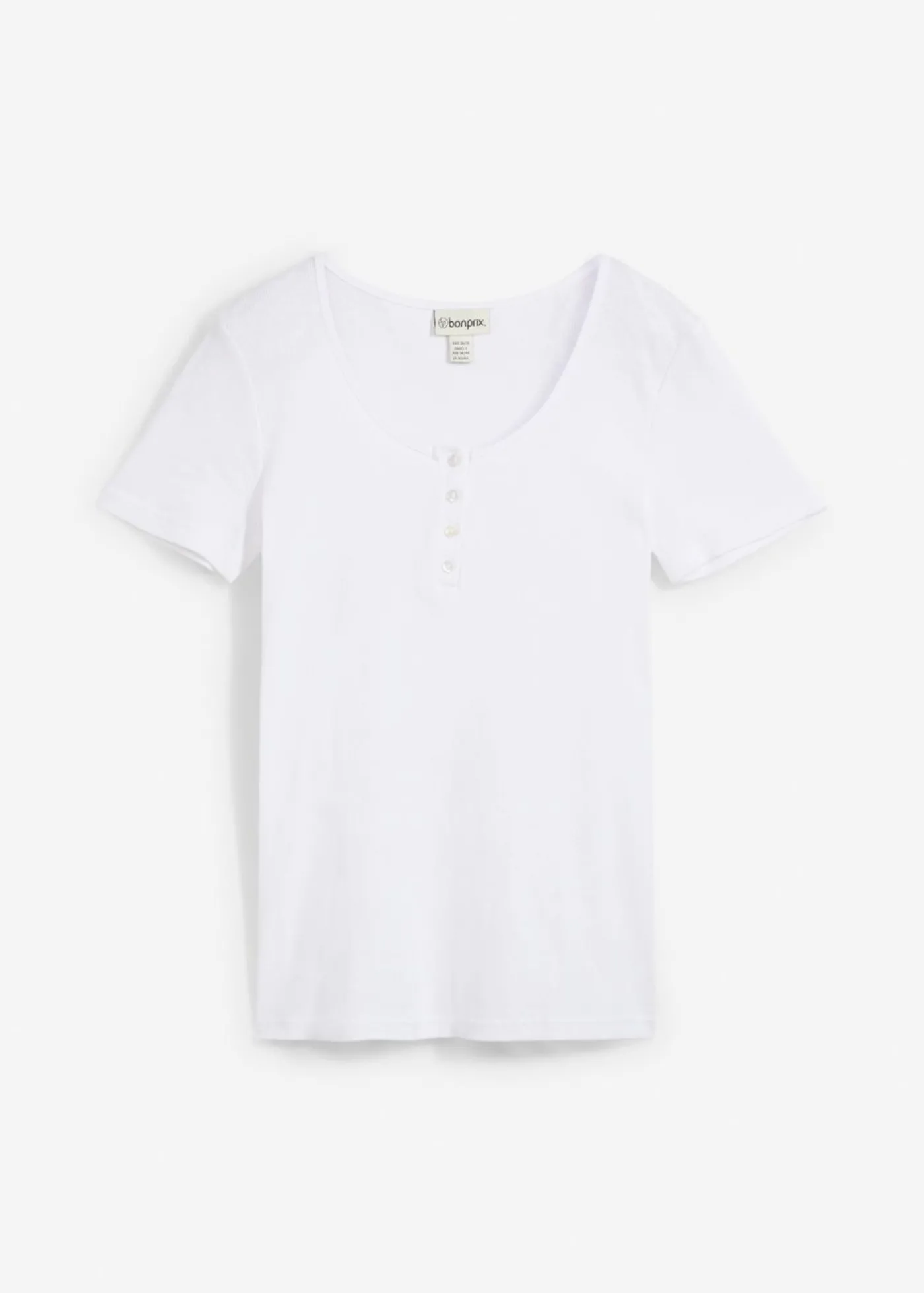 bonprix bonprix Camiseta henley con algodón orgánico puro Blanco New