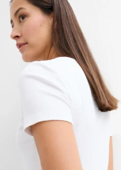 bonprix bonprix Camiseta henley con algodón orgánico puro Blanco New