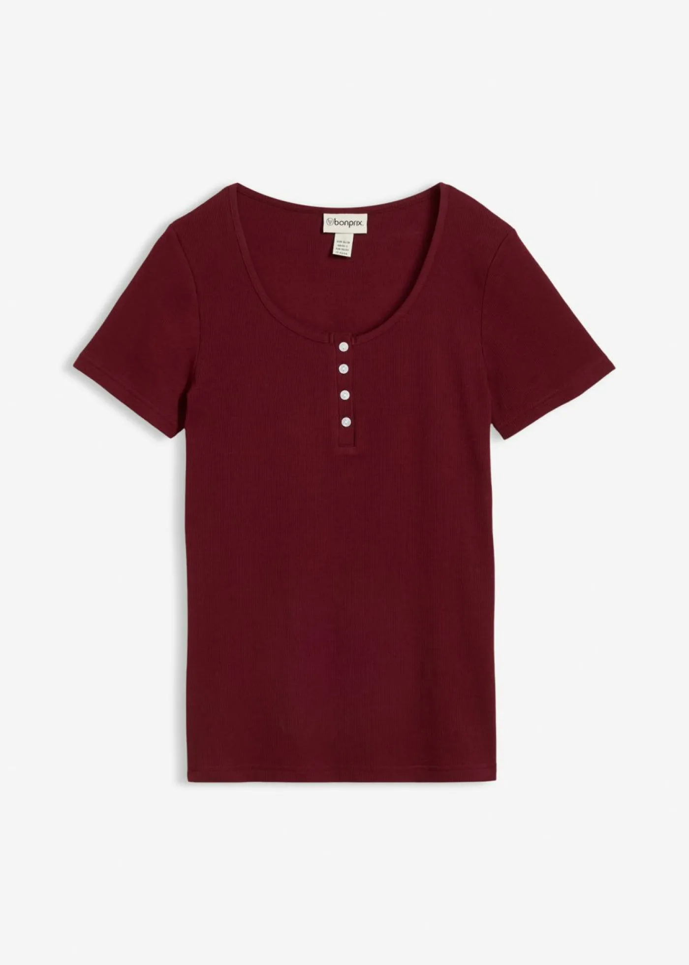 bonprix bonprix Camiseta henley con algodón orgánico puro rojo avellana Best