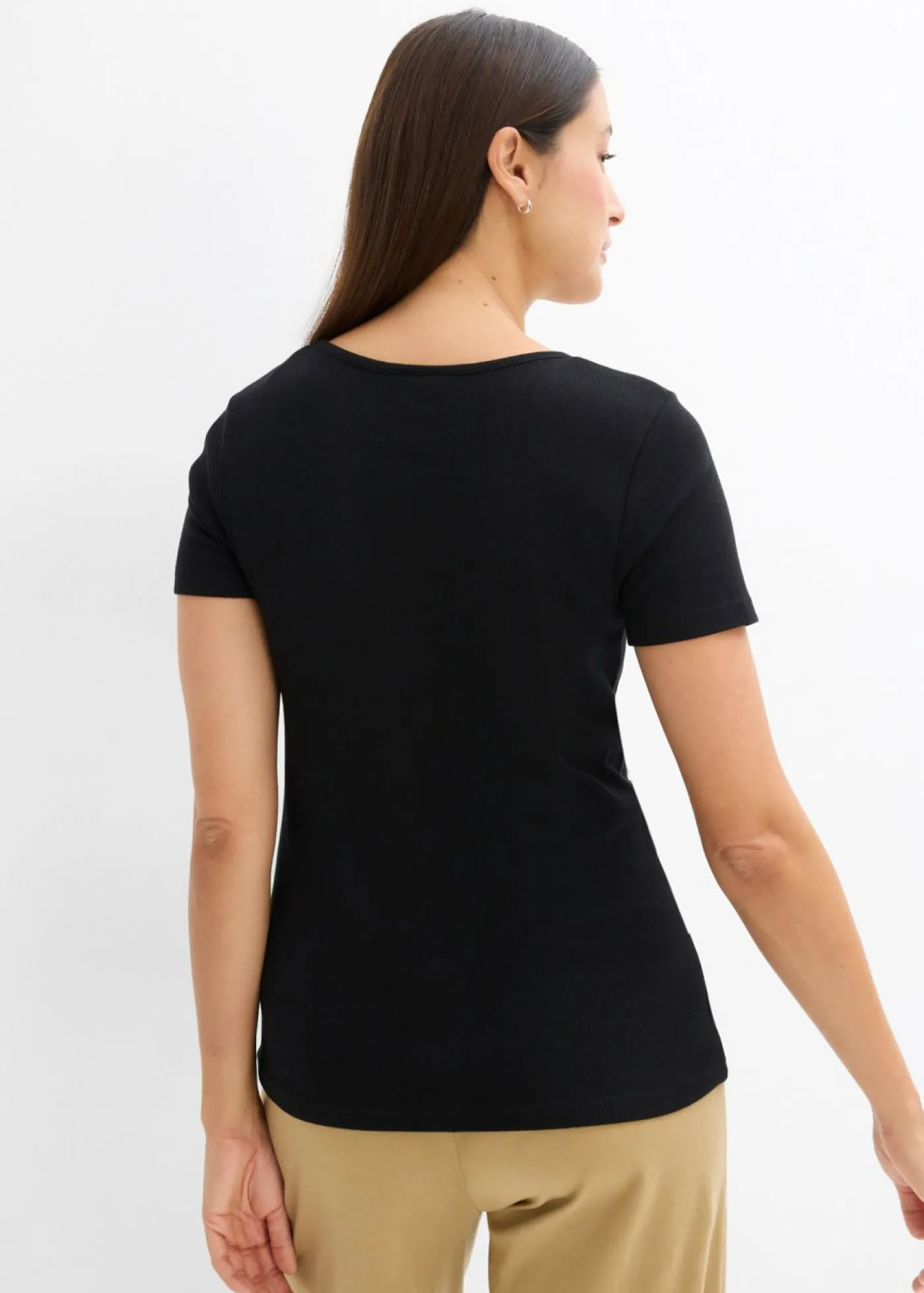 bonprix bonprix Camiseta henley con algodón orgánico puro Negro