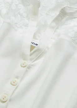 bonprix bonprix Camiseta henley de mezcla de viscosa Blanco lana Clearance