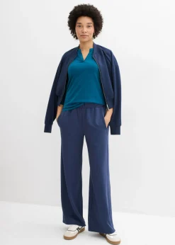 bonprix bonprix Camiseta henley hasta la cadera Petróleo azul Online