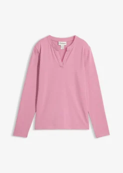 bonprix bonprix Camiseta henley hasta la cadera Malva Discount