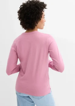 bonprix bonprix Camiseta henley hasta la cadera Malva Discount