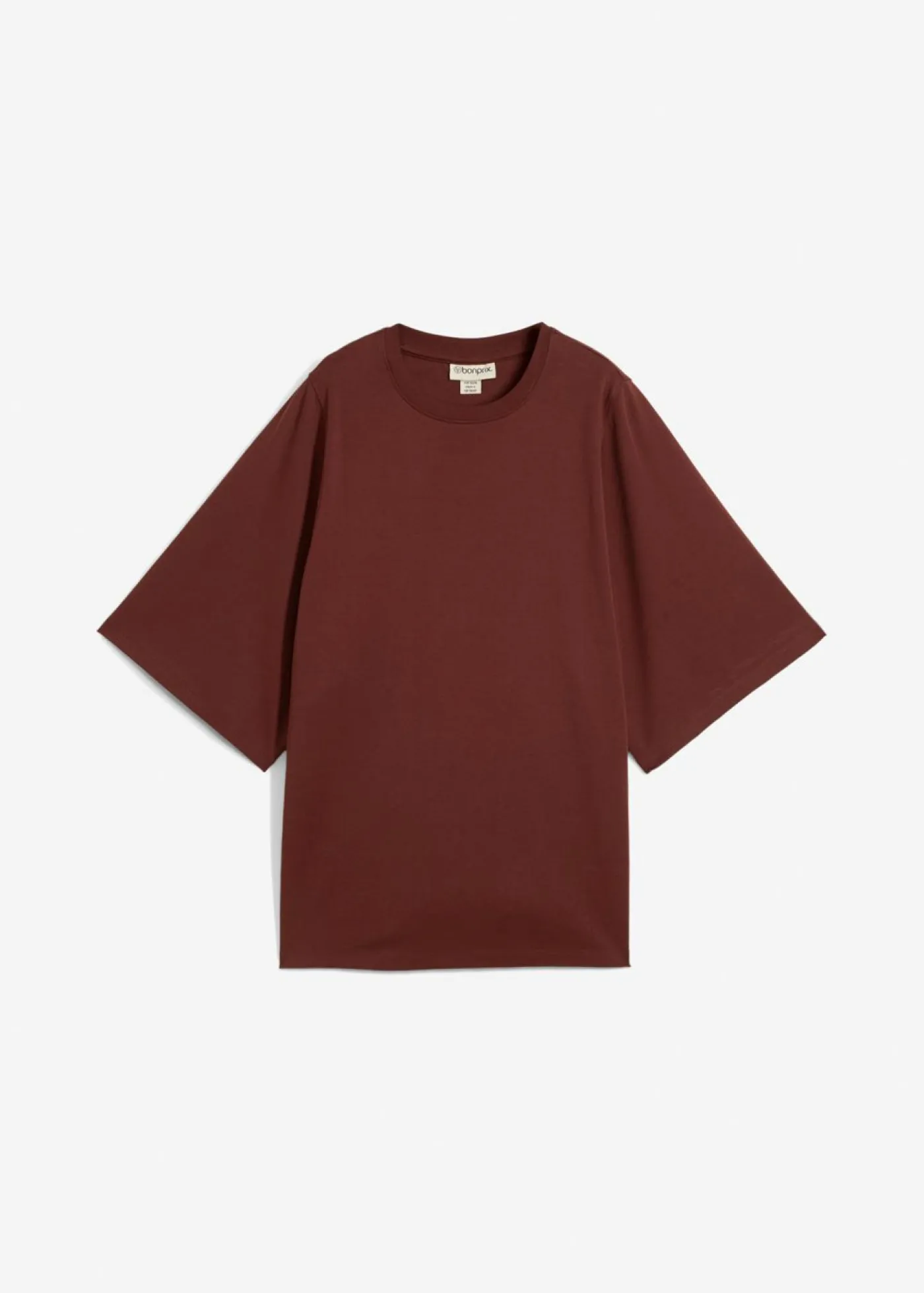 bonprix bonprix Camiseta holgada de algodón orgánico puro con mangas anchas Café Outlet