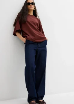 bonprix bonprix Camiseta holgada de algodón orgánico puro con mangas anchas Café Outlet