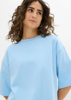 bonprix bonprix Camiseta holgada de algodón orgánico puro y pesado Azul claro Outlet