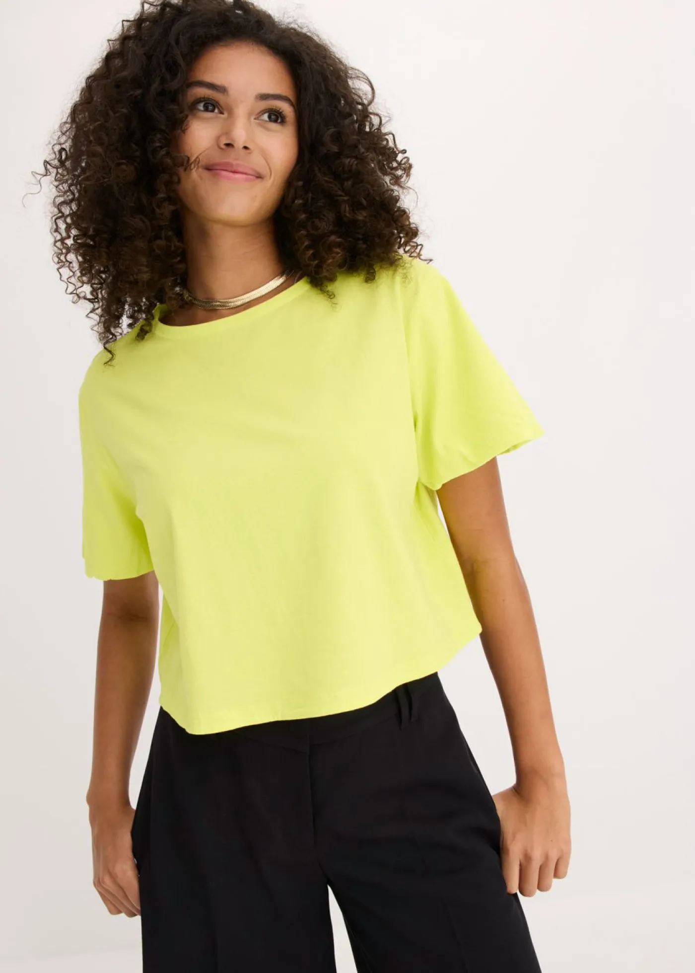 bonprix bonprix Camiseta holgada de algodón orgánico puro Amarillo cítrico New