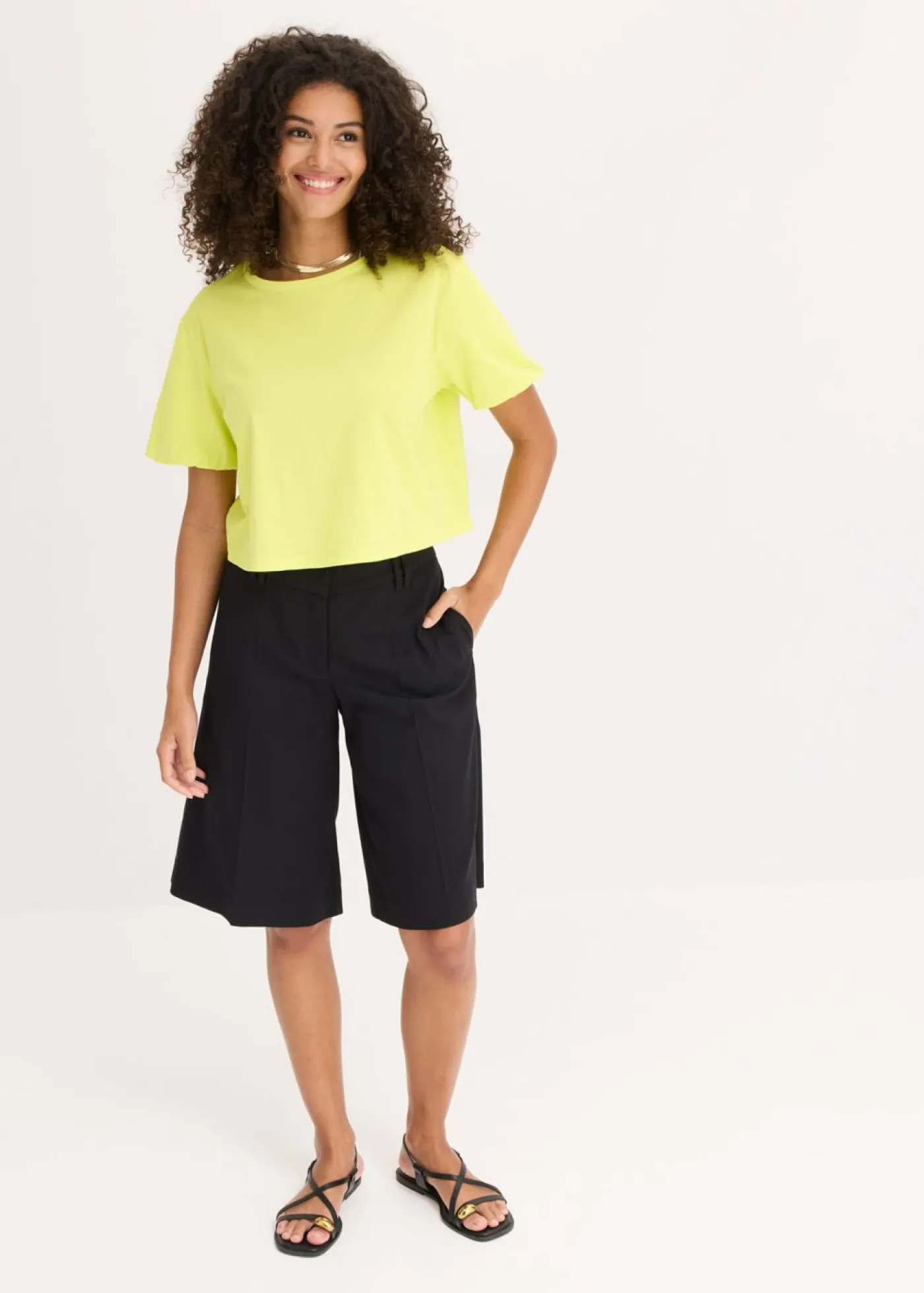 bonprix bonprix Camiseta holgada de algodón orgánico puro Amarillo cítrico New