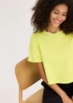 bonprix bonprix Camiseta holgada de algodón orgánico puro Amarillo cítrico New