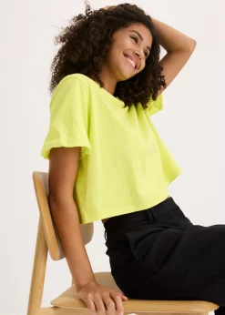 bonprix bonprix Camiseta holgada de algodón orgánico puro Amarillo cítrico New