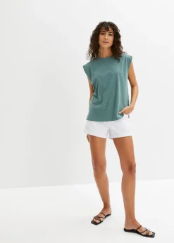 bonprix bonprix Camiseta holgada de algodón orgánico puro Verde grisáceo Hot
