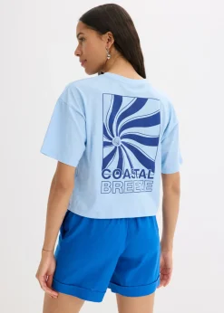 bonprix bonprix Camiseta holgada de algodón orgánico puro Azul claro Online