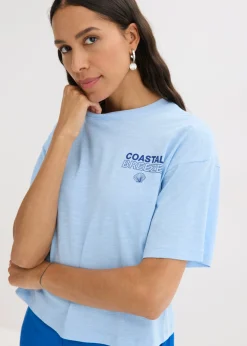bonprix bonprix Camiseta holgada de algodón orgánico puro Azul claro Online