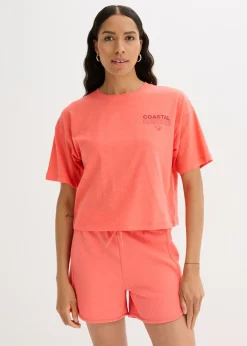 bonprix bonprix Camiseta holgada de algodón orgánico puro Salmón claro Best