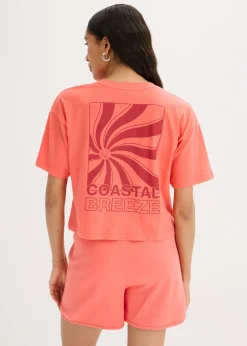 bonprix bonprix Camiseta holgada de algodón orgánico puro Salmón claro Best