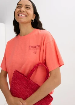 bonprix bonprix Camiseta holgada de algodón orgánico puro Salmón claro Best