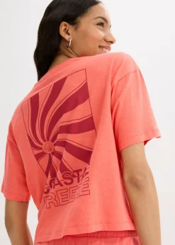 bonprix bonprix Camiseta holgada de algodón orgánico puro Salmón claro Best