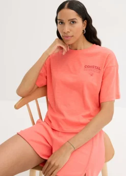 bonprix bonprix Camiseta holgada de algodón orgánico puro Salmón claro Best