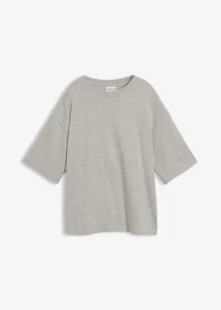 bonprix bonprix Camiseta holgada de algodón orgánico puro y pesado Gris claro jaspeado Online