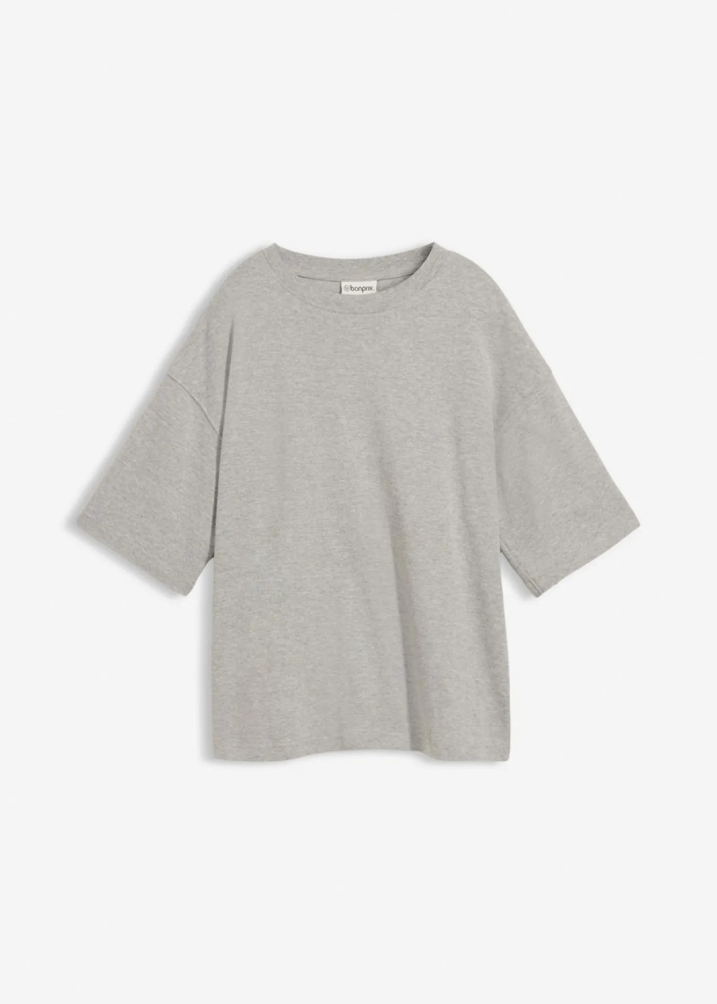 bonprix bonprix Camiseta holgada de algodón orgánico puro y pesado Gris claro jaspeado Online