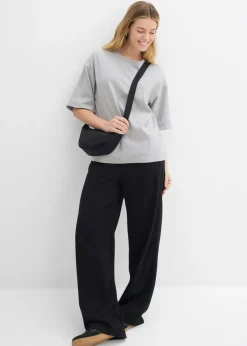 bonprix bonprix Camiseta holgada de algodón orgánico puro y pesado Gris claro jaspeado Online