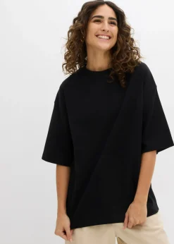 bonprix bonprix Camiseta holgada de algodón orgánico puro y pesado Negro Outlet