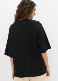 bonprix bonprix Camiseta holgada de algodón orgánico puro y pesado Negro Outlet