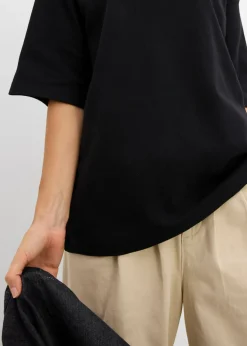 bonprix bonprix Camiseta holgada de algodón orgánico puro y pesado Negro Outlet