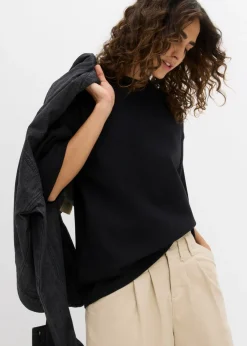 bonprix bonprix Camiseta holgada de algodón orgánico puro y pesado Negro Outlet