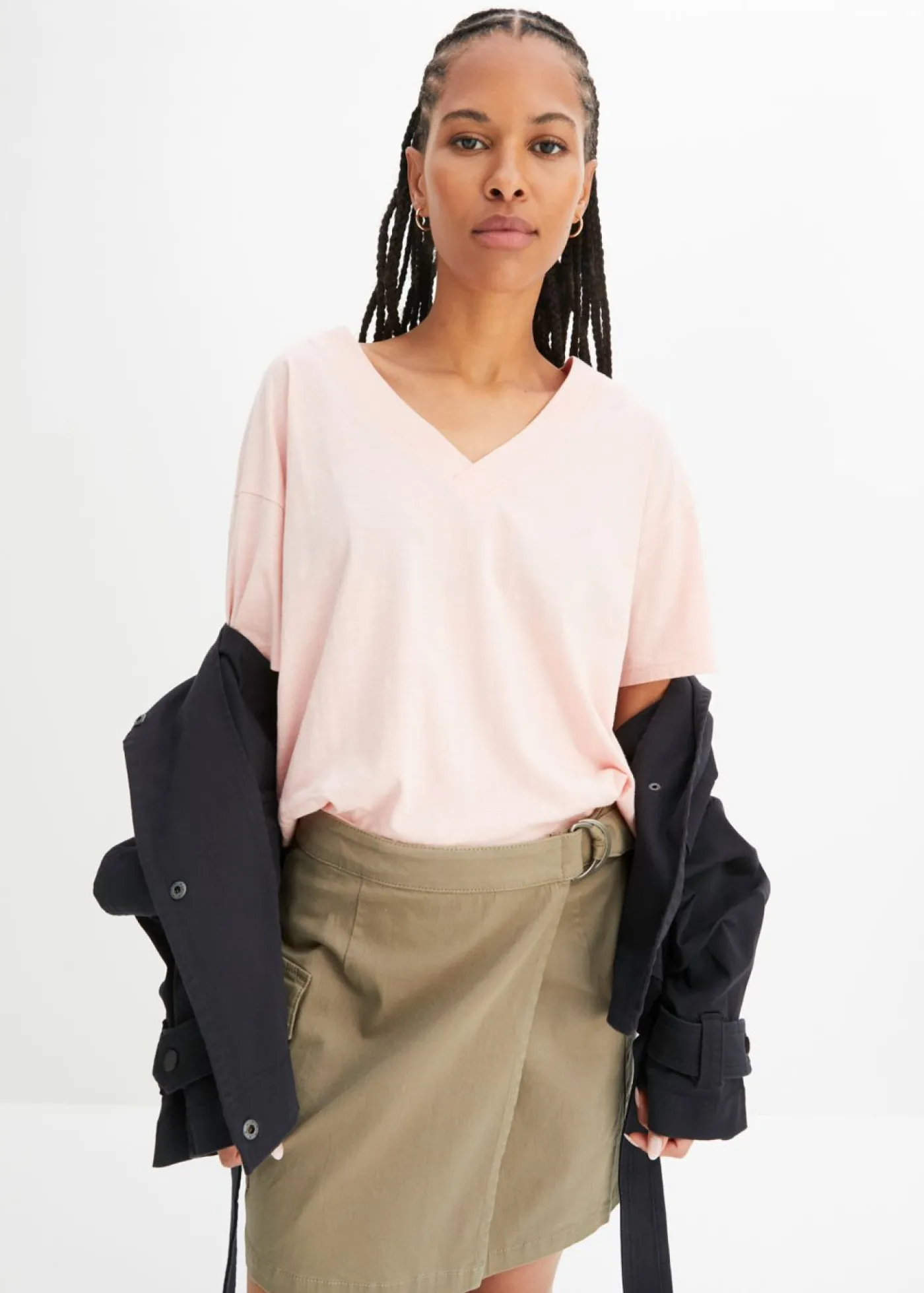 bonprix bonprix Camiseta holgada de algodón orgánico puro rosa pastel Clearance