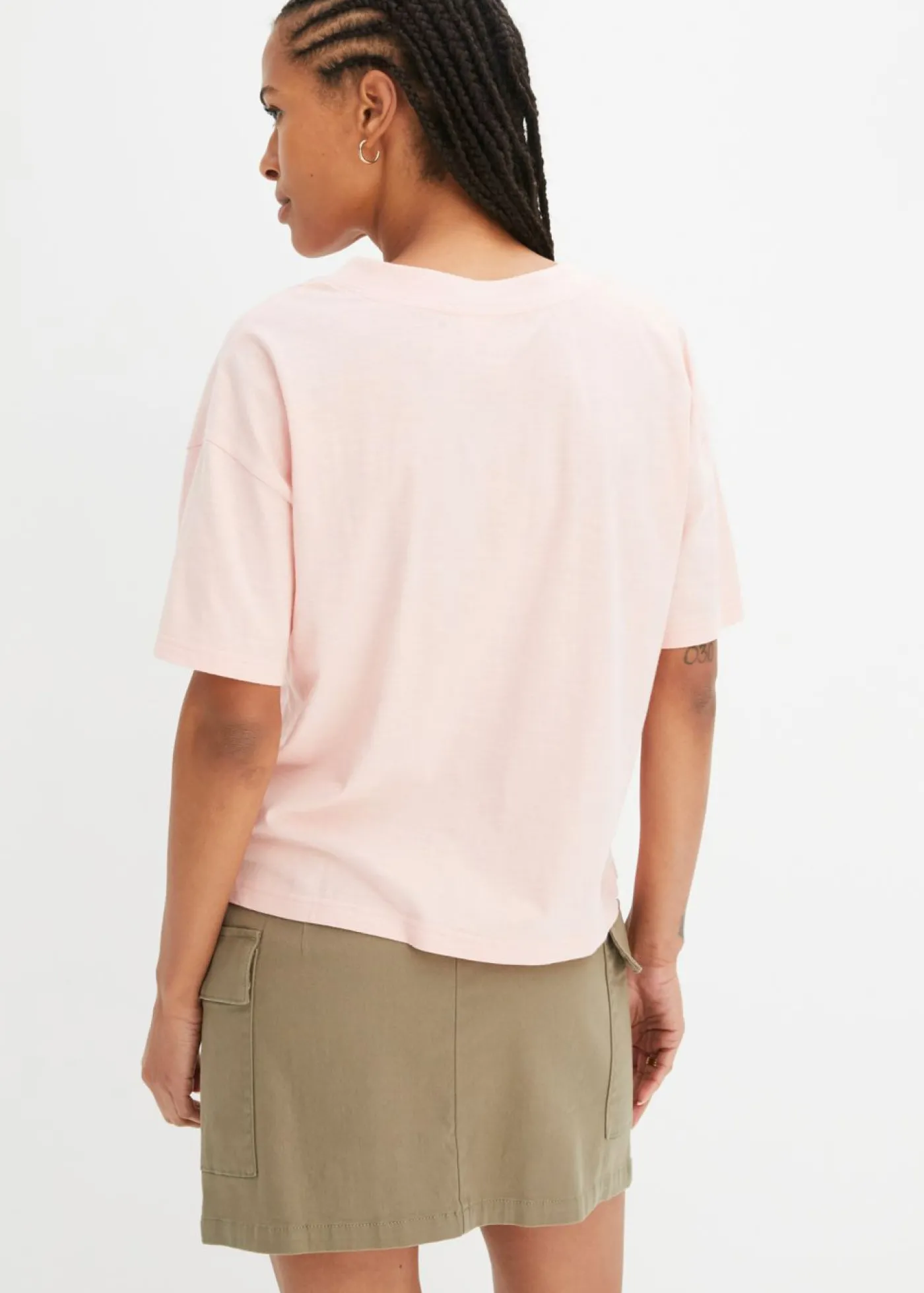 bonprix bonprix Camiseta holgada de algodón orgánico puro rosa pastel Clearance