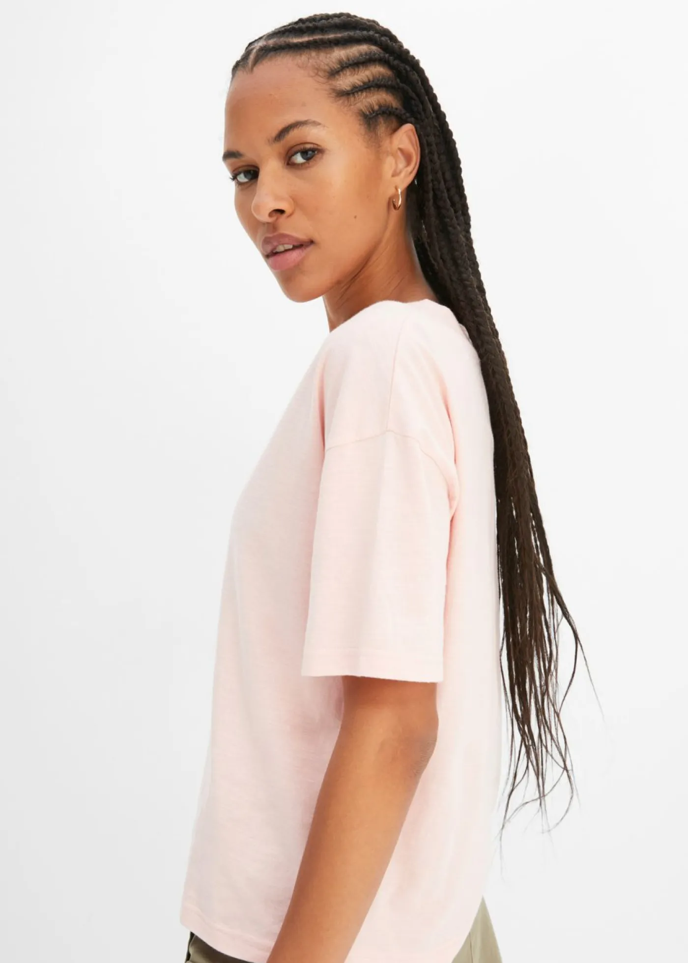 bonprix bonprix Camiseta holgada de algodón orgánico puro rosa pastel Clearance