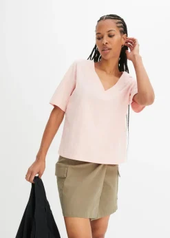 bonprix bonprix Camiseta holgada de algodón orgánico puro rosa pastel Clearance