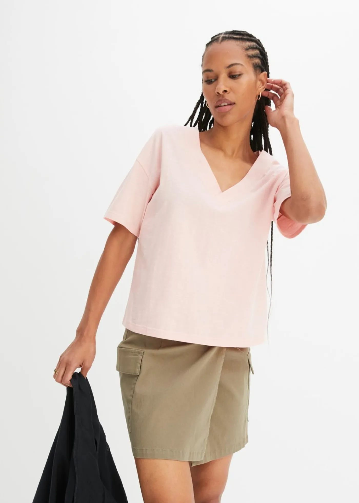 bonprix bonprix Camiseta holgada de algodón orgánico puro rosa pastel Clearance