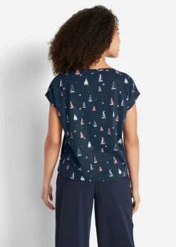 bonprix bonprix Camiseta holgada de manga corta Azul oscuro estampado Hot