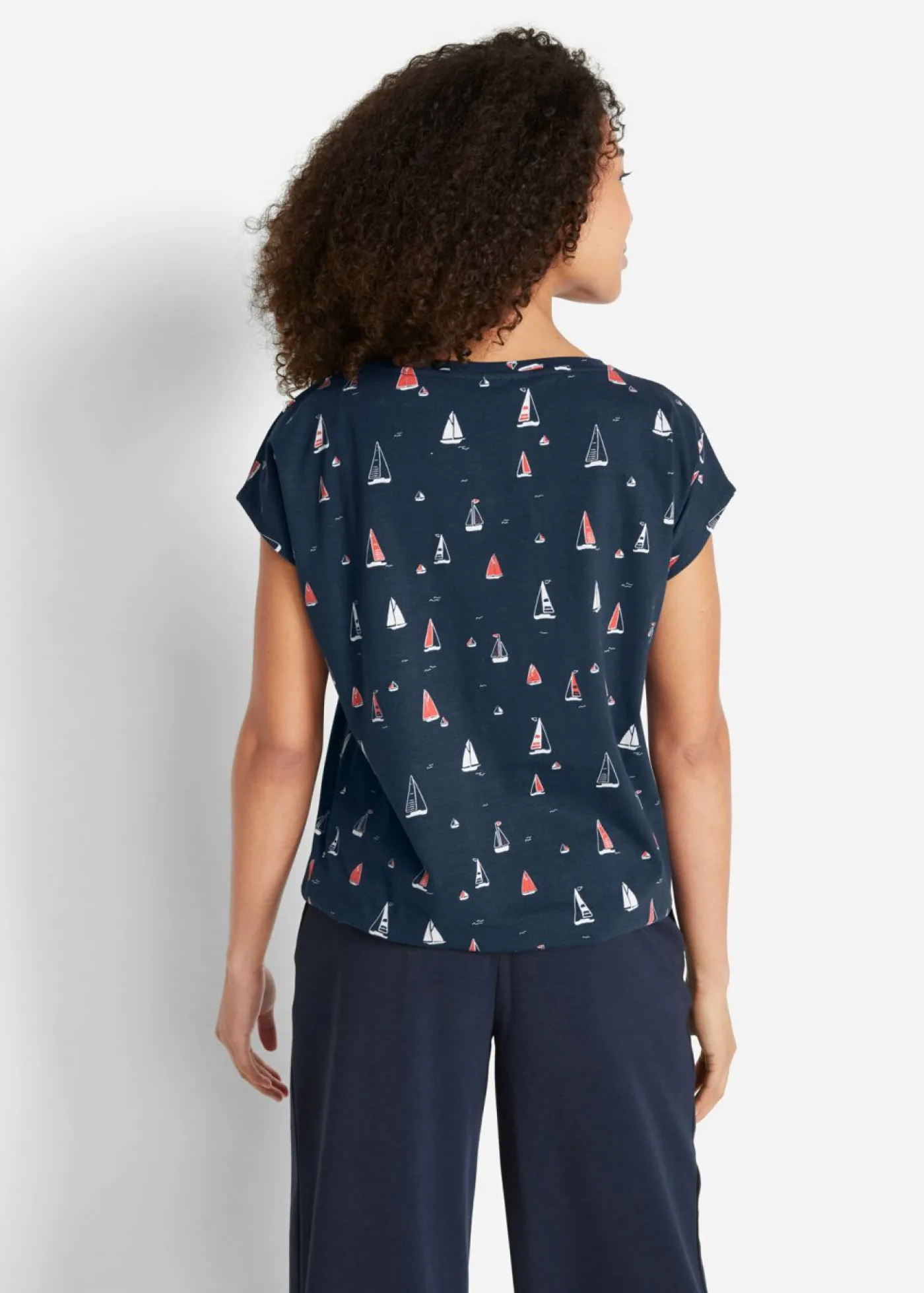 bonprix bonprix Camiseta holgada de manga corta Azul oscuro estampado Hot