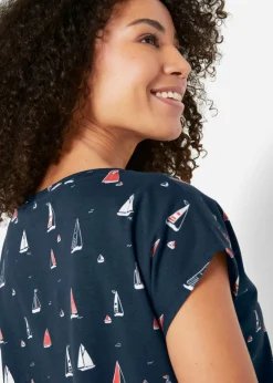bonprix bonprix Camiseta holgada de manga corta Azul oscuro estampado Hot